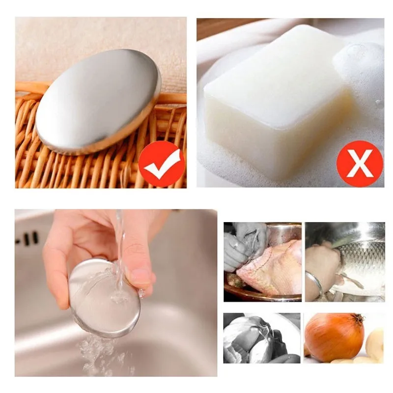 METAL SAVON anti Ail Oignon sent Magie Gadget De Cuisine Outil en acier inoxydable METAL SAVON anti Ail Oignon sent Magie Gadget De Cuisine Outil en acier inoxydable