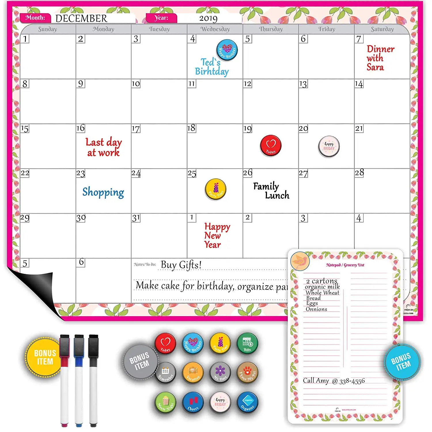 Cheap Large Size Magnetic Weekly Planner Easy Clean Dry Erase Magnetic