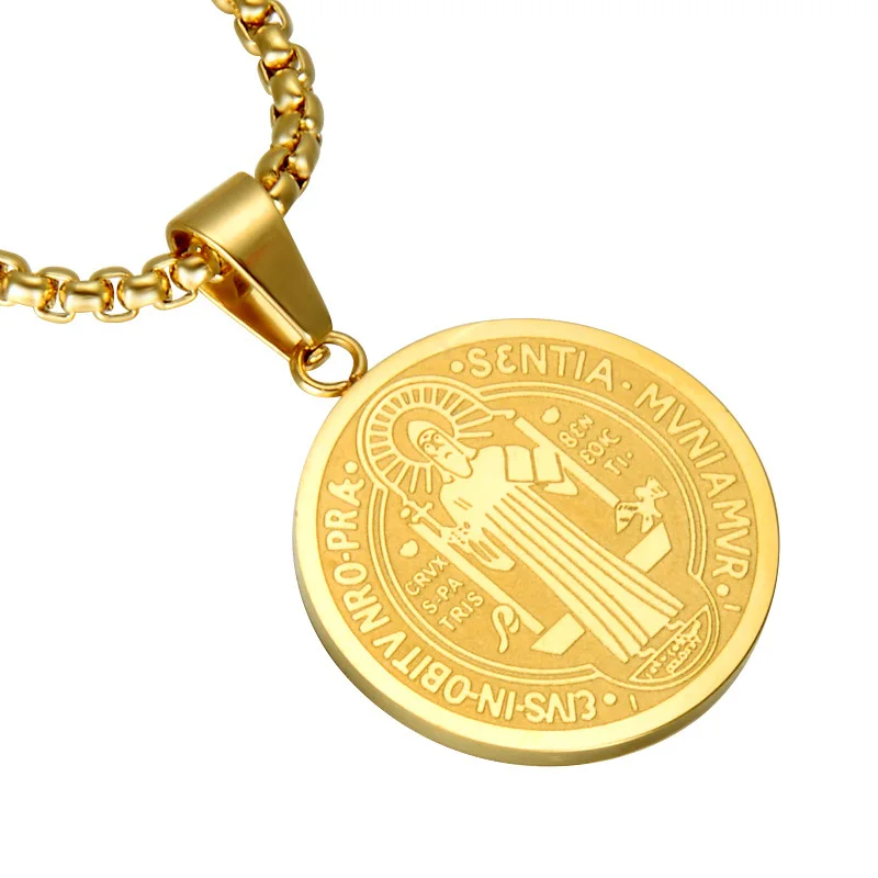 Stainless Steel Catholic Necklace Jewelry Christian Medallion St