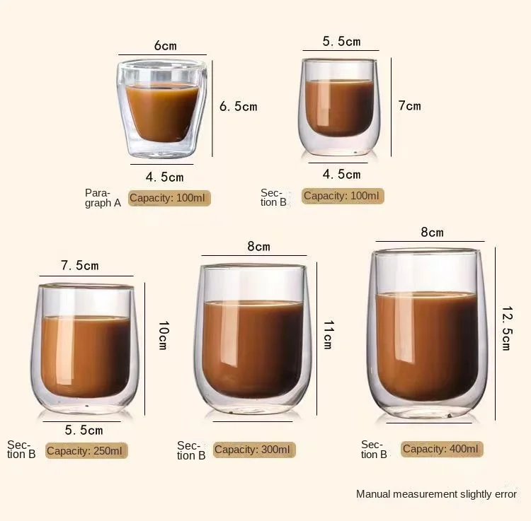 product wholesale 250ml 300ml high borosilicate double layer glass coffee cup for household tea  milk-2