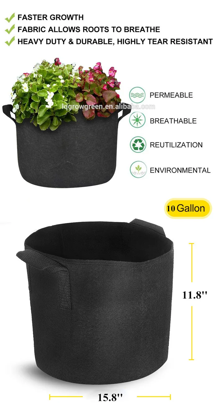 plant grow bag fabric planter root pouch decorative flower pot