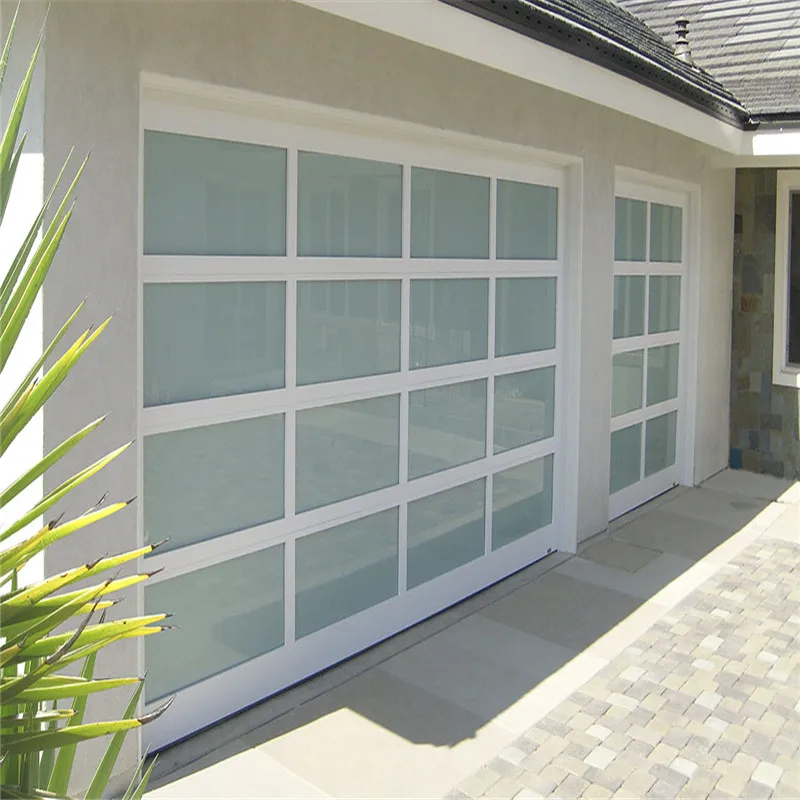 product-Modern Villa Insulated Automatic Frosted Transparent Aluminum Tempered Glass Garage Doors-Zh-3