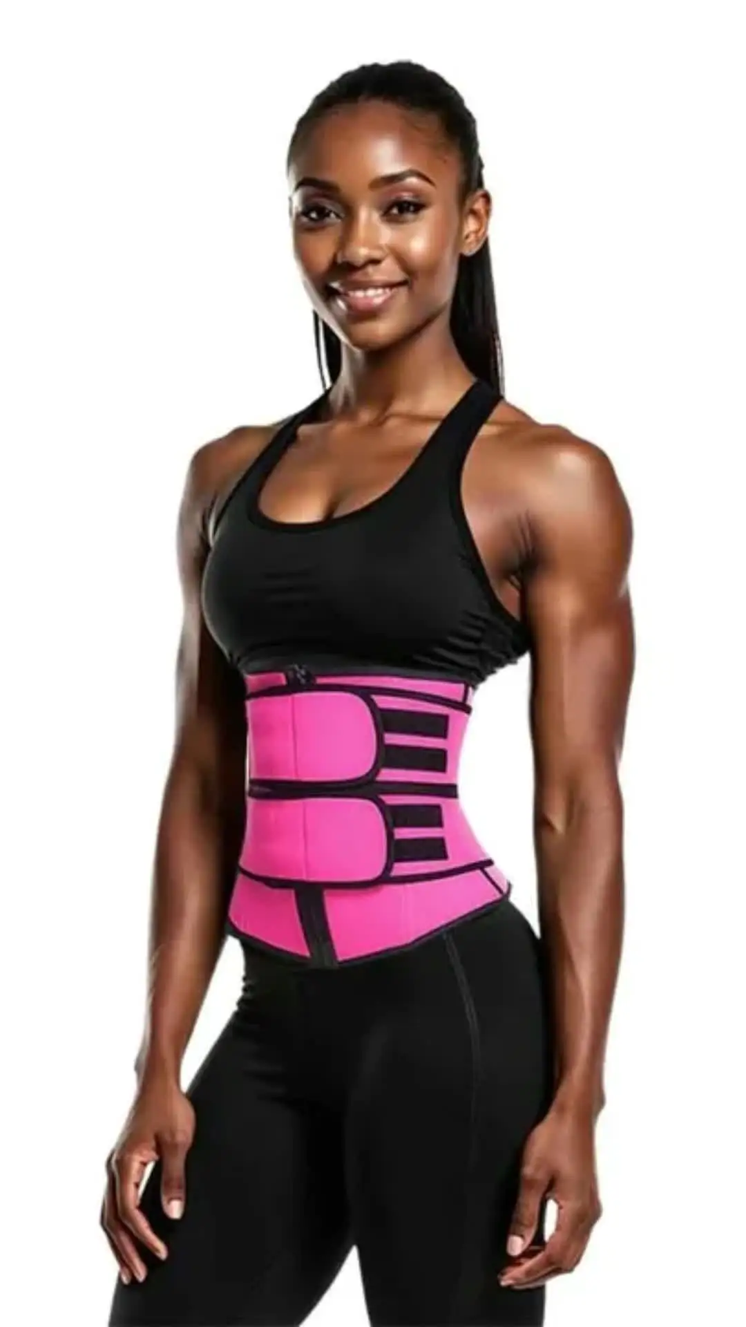 Belt Detachable Waist Trainer Hook Strap Latex Black Double Band