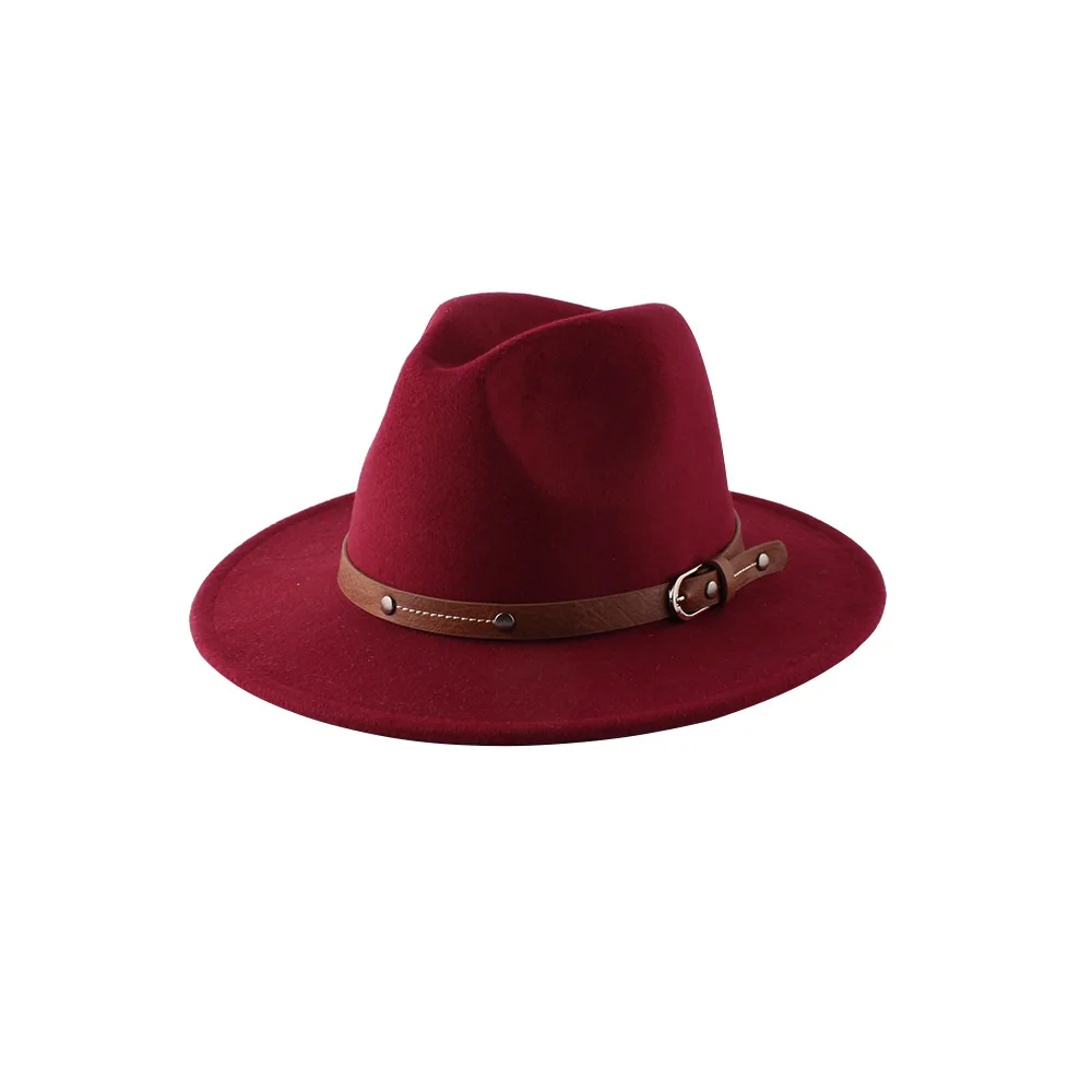 Hot Selling Wine Red Formal Fedora Straw Unisex Wool Felt Hat