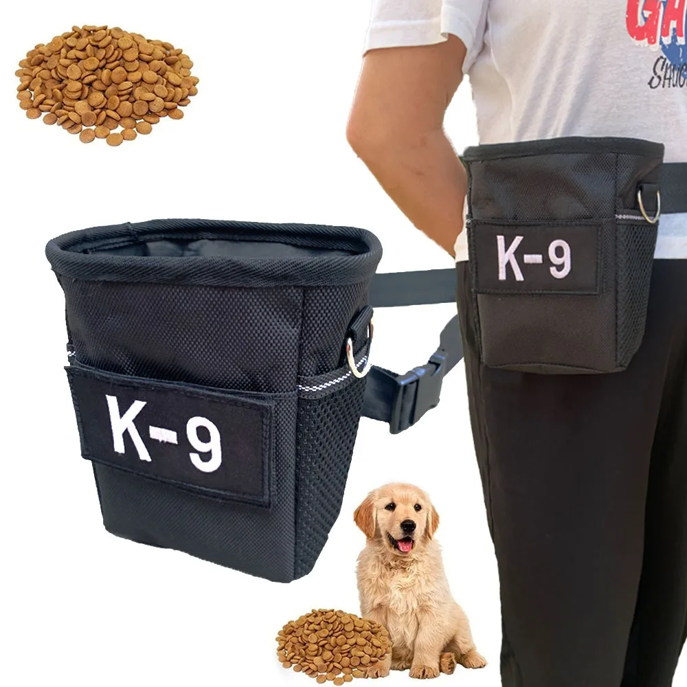 Multifunctional K9 Dog Training Waist Bag Outdoor Pet Feeding Bag with Nylon and Linen Supplies for Dog and Cat Training