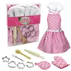 Kids Cooking and Baking Set 11 Pcs Kids Chef Role Play Includes Apron for Little Girls for Toddler Dress Up Chef Costume Career