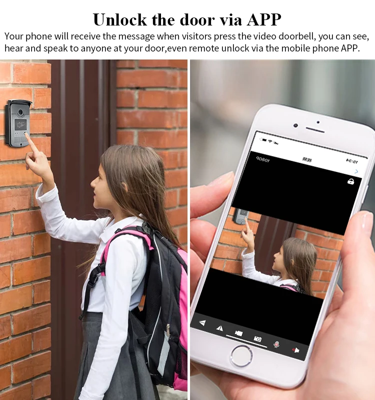 WiFi Doorbell Color Video Door Phone System with  Wire Camera Smart Phone APP Remote Unlock Night Vision Door Record Snapshot