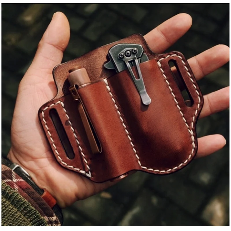 Wholesale Edc Leather Belt Pouch/holster/case For Knife/flashlight