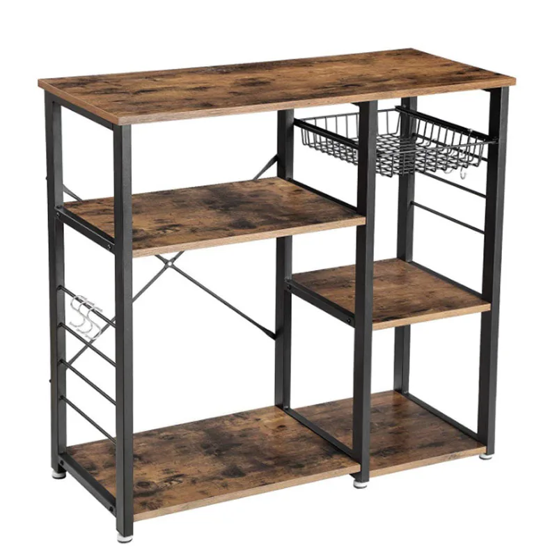 Industrial Style Kitchen End Storage Table Coffee Bar Microwave Oven ...
