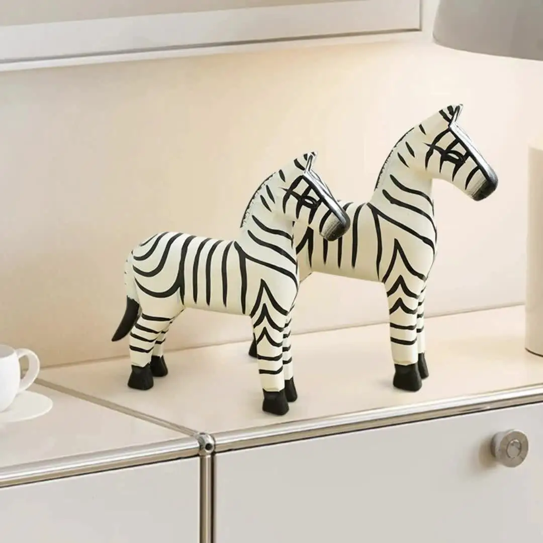 Nordic Minimalist Office Desk Decoration zebra Wood Piece Set
