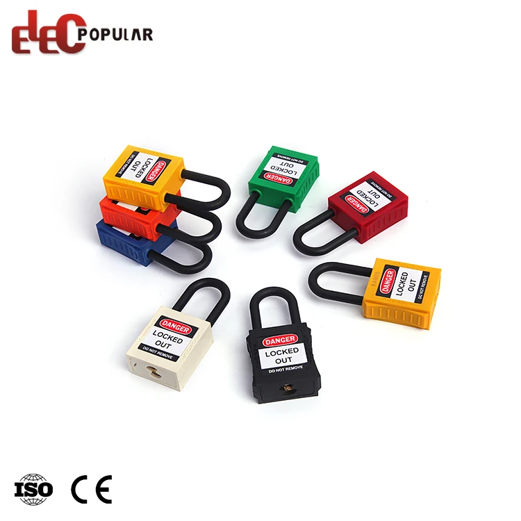 New Design Multi Color High Security Insulation Shackle Safety Padlock With Key