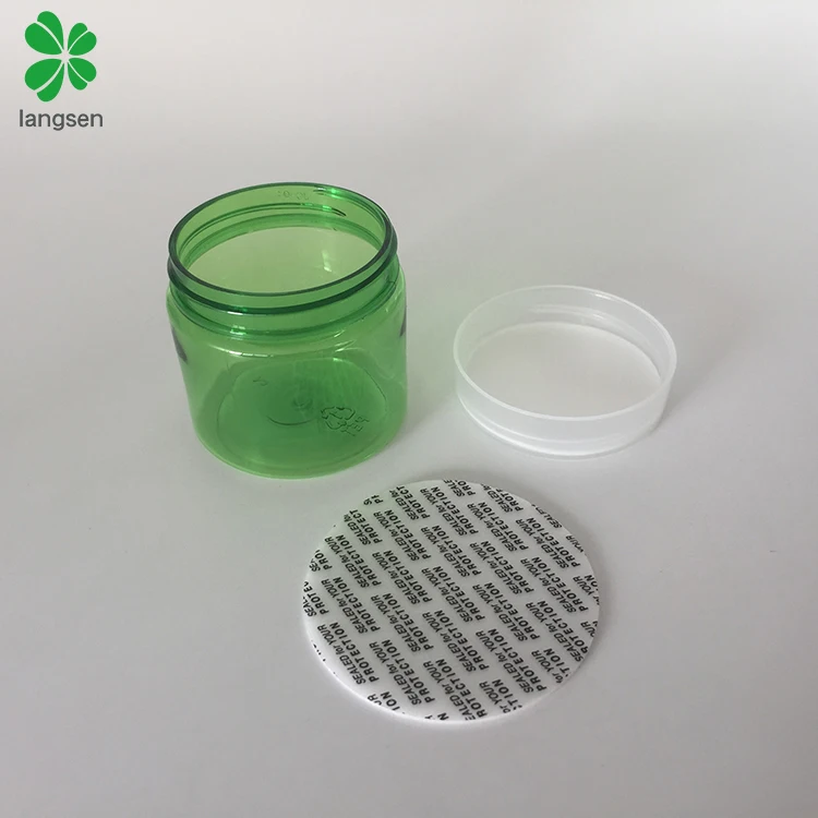 Empty 50ml PET plastic green color cosmetic pot jar container