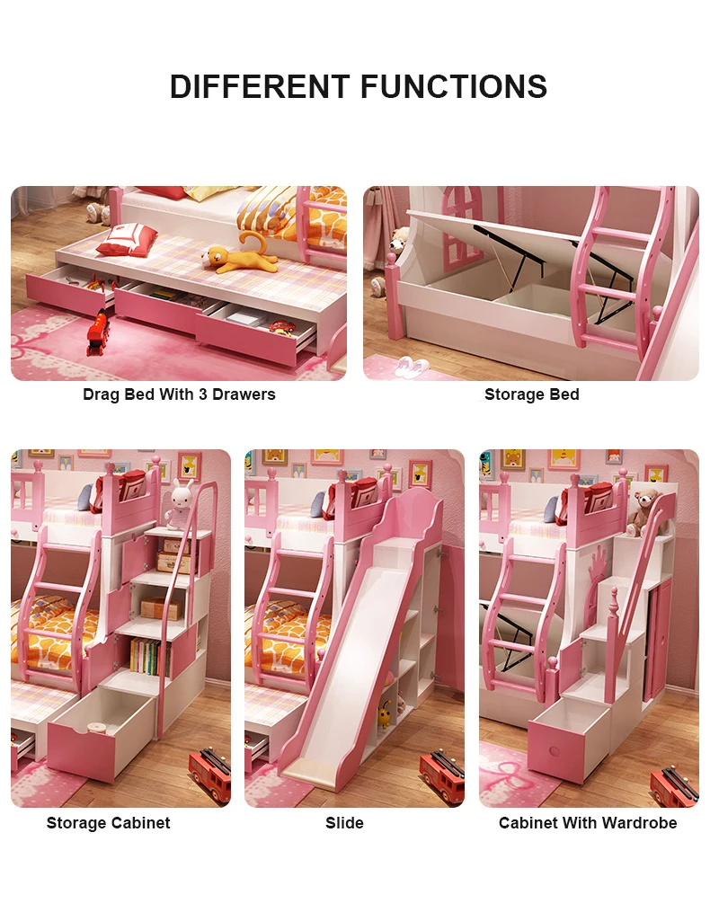 bunk beds with storage and slide