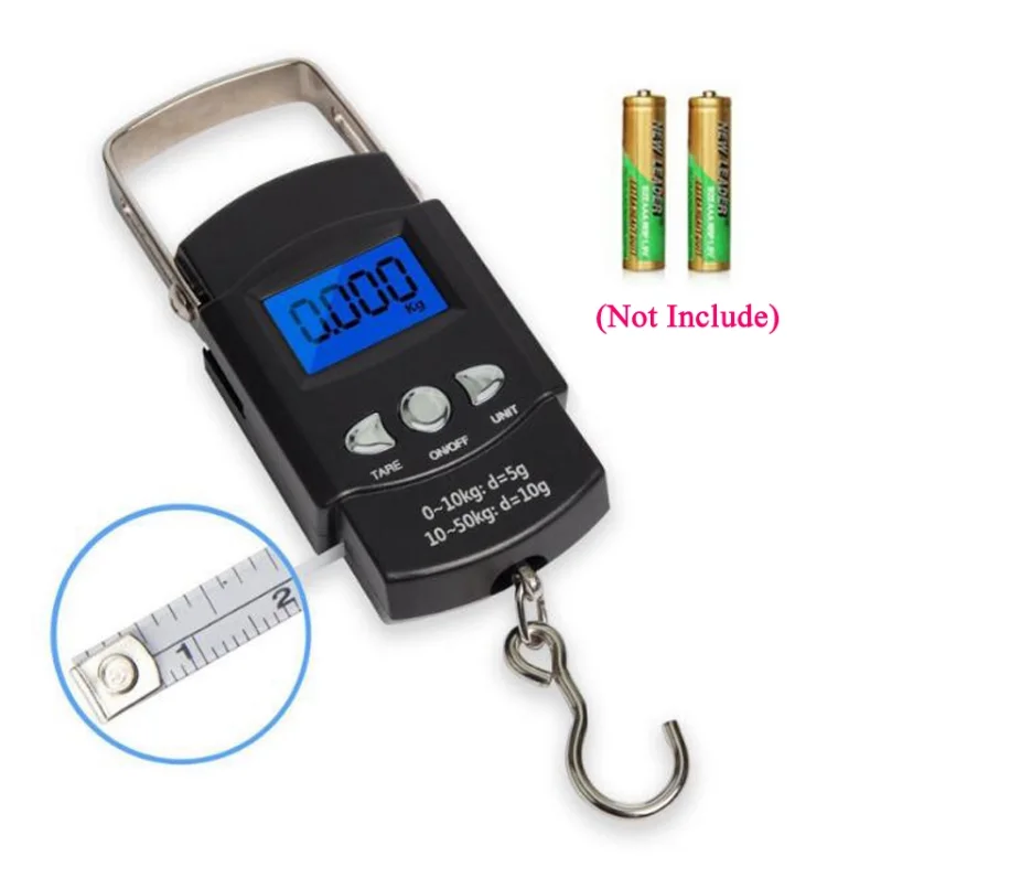 50kg/110lb Digital Electronic Luggage Scale Portable Suitcase Scale Handled Travel Bag Weighting Fish Hook Hanging Scale