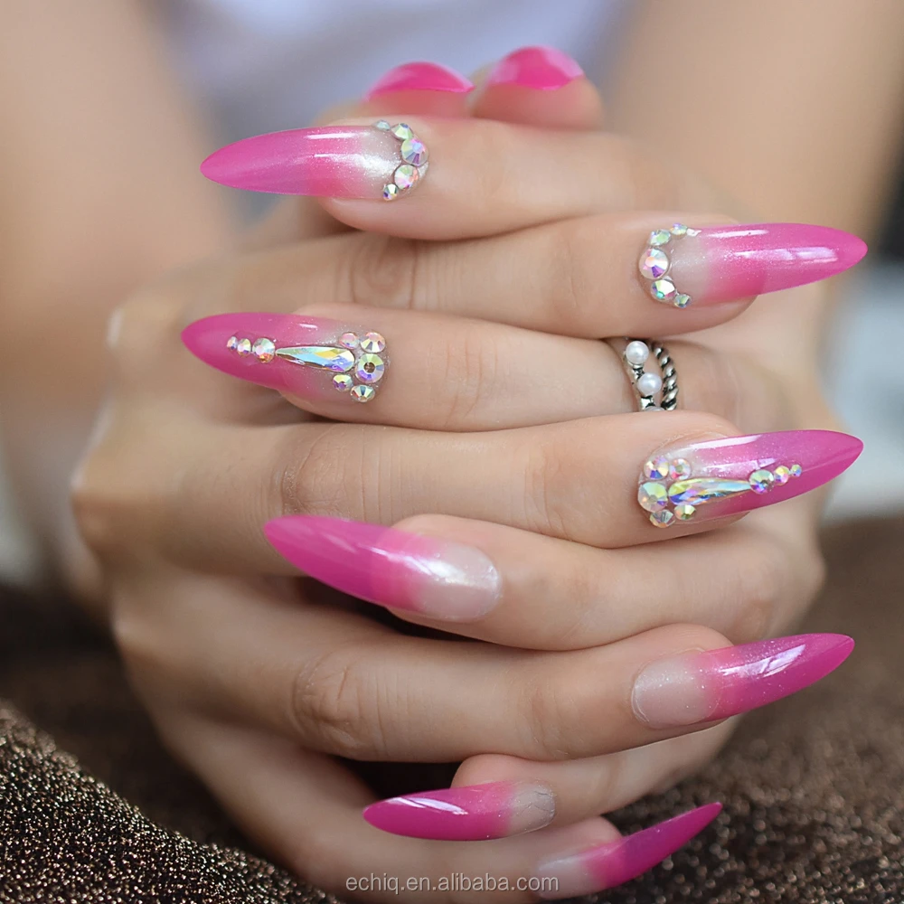 Long French Fake Nail Shimmer Pink Yellow 3d Designed Artificial Nail Luxurious Sharp Lady Beauty Noble Nail Art Tips L5421 Long French Fake Nail Shimmer Pink Yellow 3d Designed Artificial Nail Luxurious Sharp Lady Beauty Noble Nail Art Tips L5421