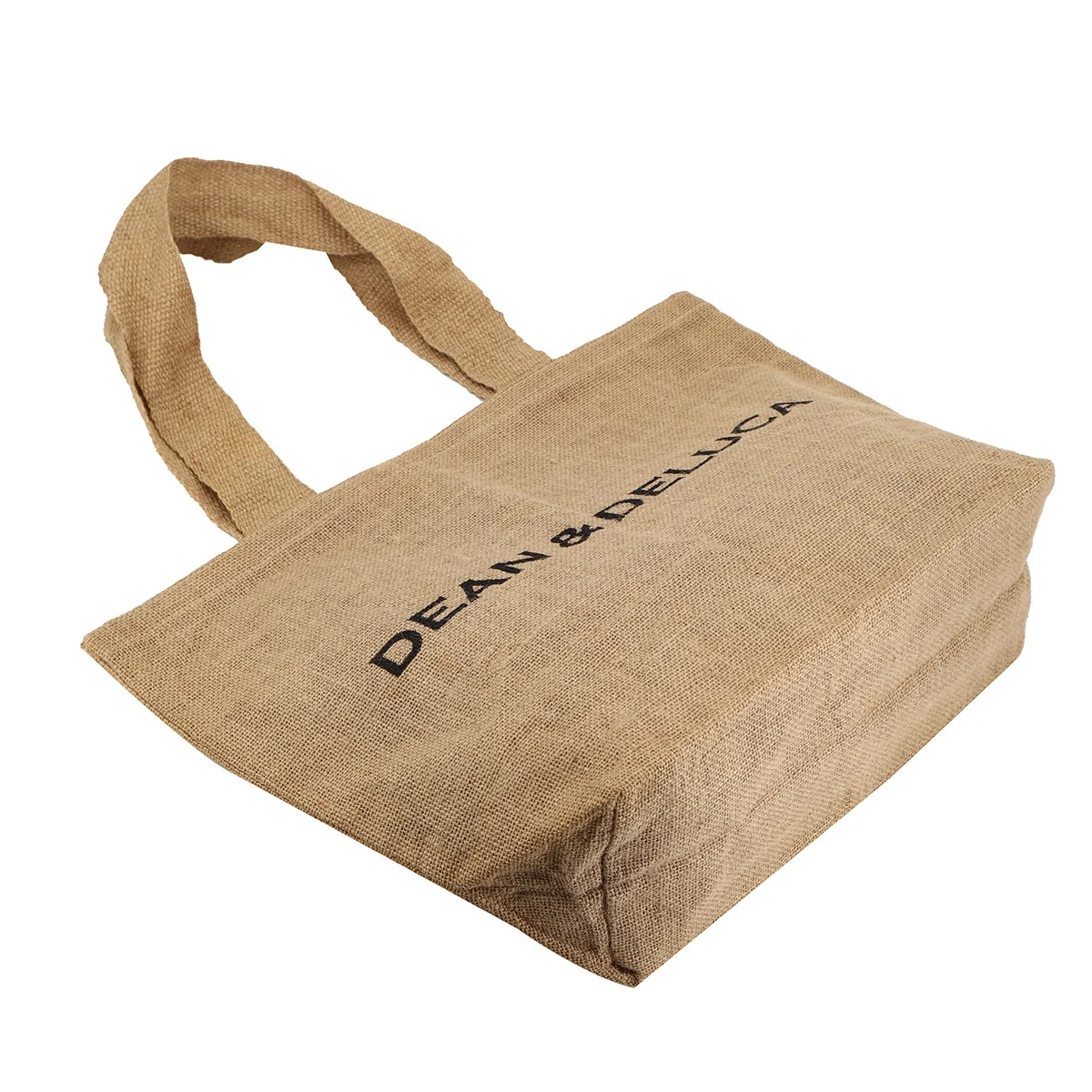 cheap printed recycled tote shopping jute bag with handle