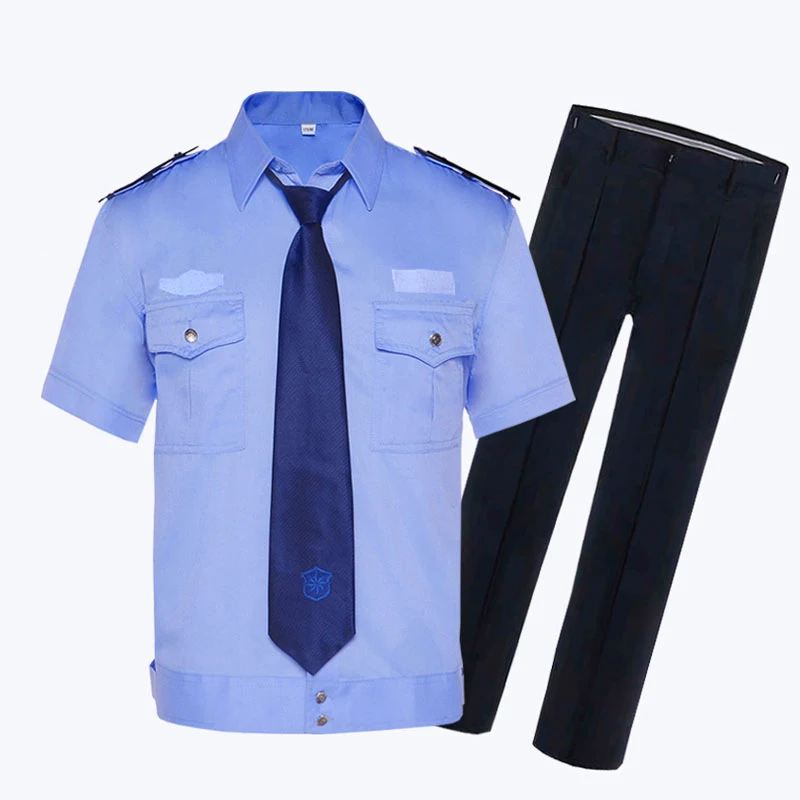 Border Design Security Guard Uniform Shirts Blue Security Uniform
