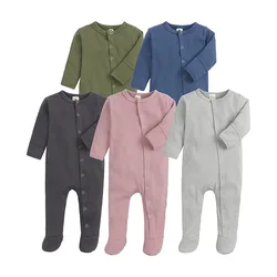 Pure cotton onesie boys and girls baby jump suit autumn long sleeves unisex rompers baby footed onesie