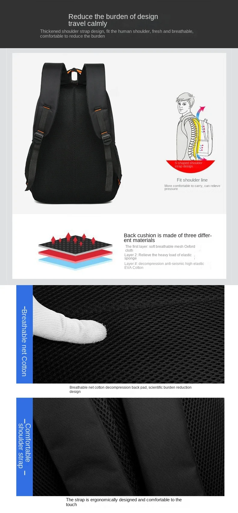 Women's Korean Style Large Capacity Backpack Men's Computer Bag Fashionable Schoolbag for Junior Senior High School Backpack