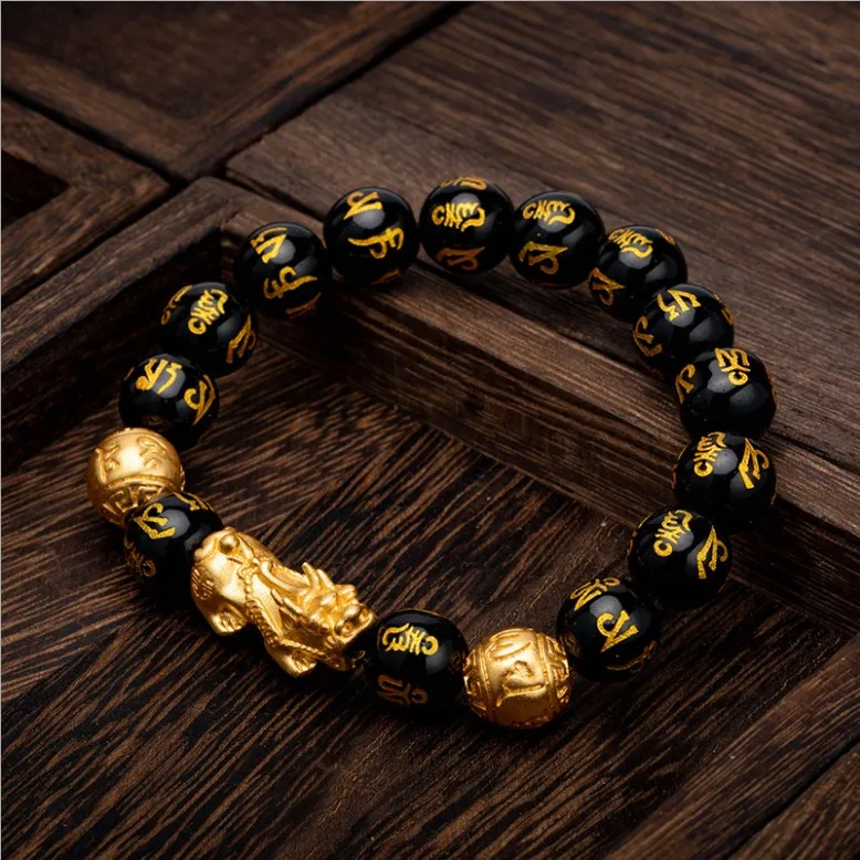 New Arrival Pi Xiu Bracelet Feng Shui Black Obsidian Wealth Bracelet ...