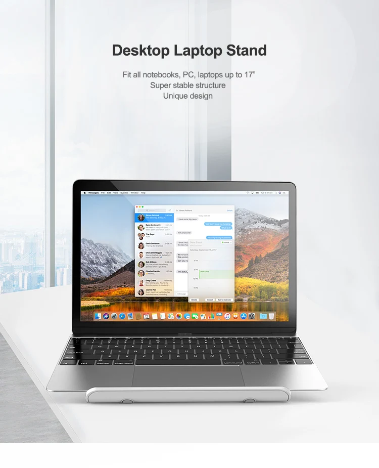Best Popular Heat Dissipation Gaming Aluminum Alloy Laptop Stand Notebook Holder With 2 USB For Apple Macbook