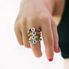 Fashion personality letter love 4 piece elastic set ring Creative ethnic style color rice beads handmade ring