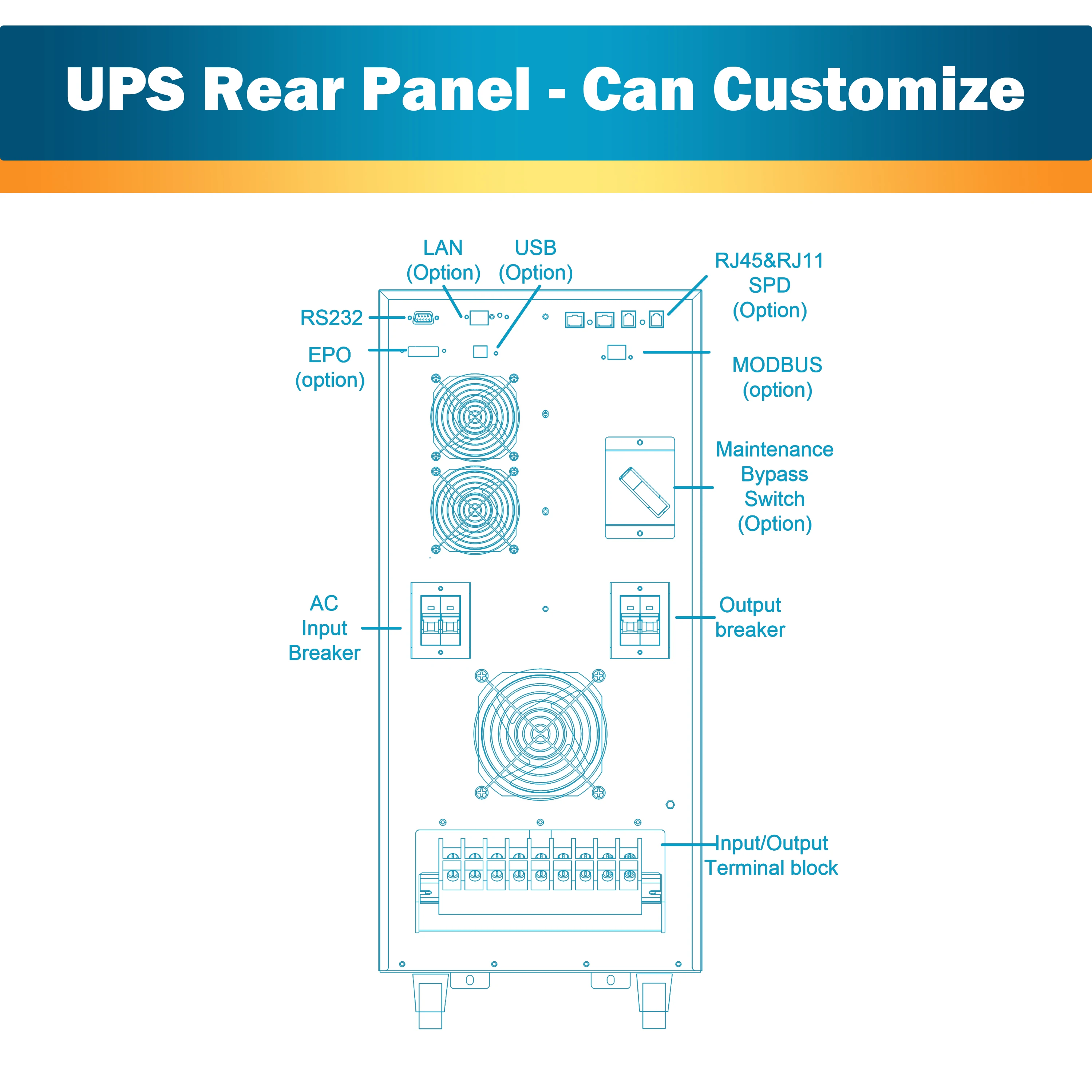 Ups Rear Super Capacity Online Ups 10kva/9kw With 16 Pcs Built-in Battery Lcd ...