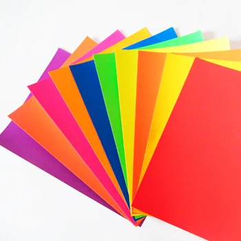 A4 Fluorescent Paper Assorted Color Packing White Paper Back Neon Paper ...