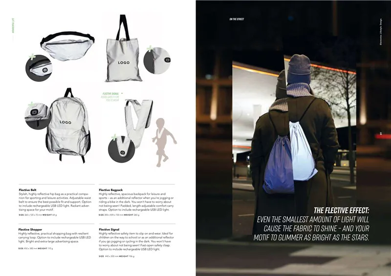 backpack with reflective material