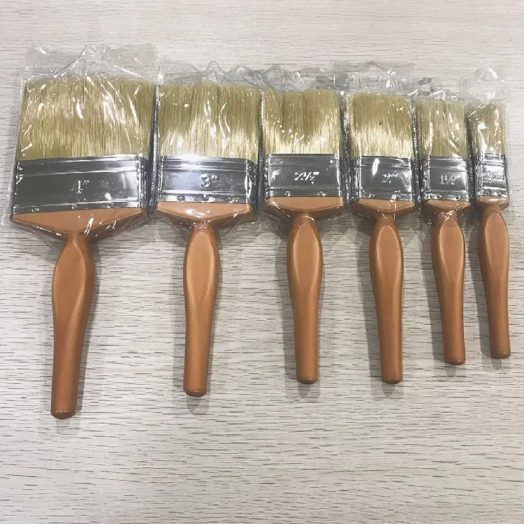 Black Bristle Long Wooden Handle Angle Bend Paint Brush Manufacturer