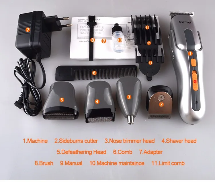 Kemei KM 680A Rechargeable Electric Hair Clipper Trimmer Equipment for Hair Salon