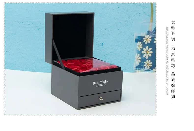 Custom Luxury Square Double Layer Gifts Packaging Rose With Drawer ...
