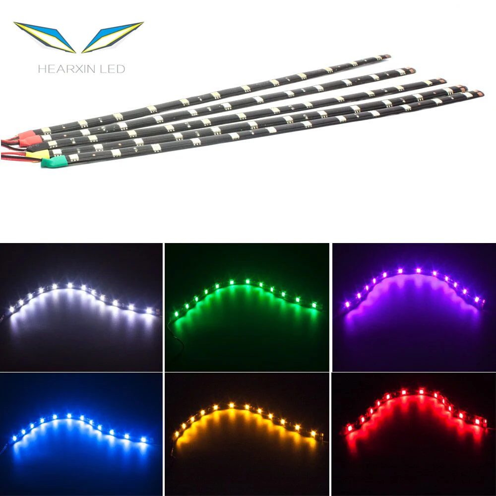 12 Led Car Lights Strips 5050 Flexible Auto Foot Well Under Dash Accent