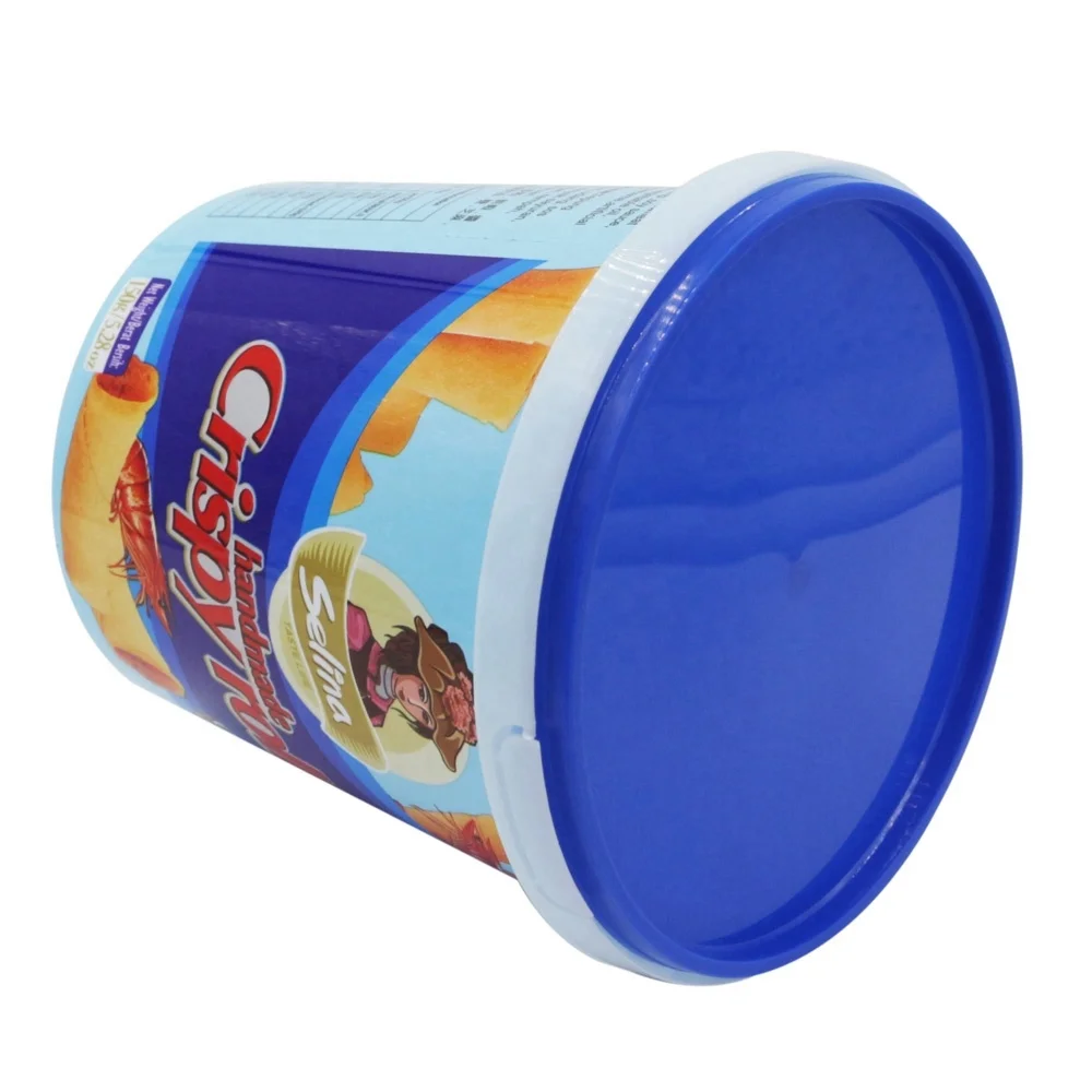 Cheap Iml Logo Design Plastic Biscuit Box,Round Biscuit Container With