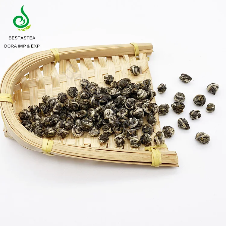 Best Spring Handmade Gold Medal Jasmine Dragon Pearl Scented Tea Jasmine flower flavored tea Green Tea Ball Brands
