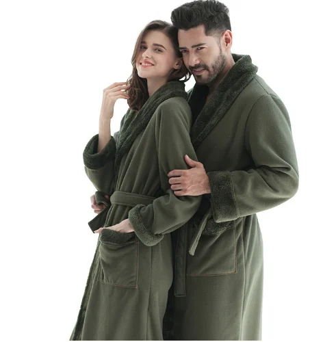 Winter Fleece verbinding paar vrouwen flanel fluwelen verdikte legergroen Nachtjapon onesie voor mannen