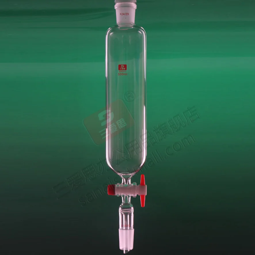 Laboratorio de vidrio de borosilicato de fábrica al por mayor resistencia al calor, anti-corrosión de vidrio PTFE pistón cilíndrica embudo