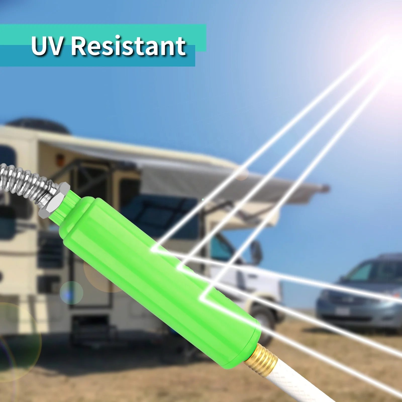 De0917 Rv Inline Water Filter With Flexible Hose Protector,Dedicated