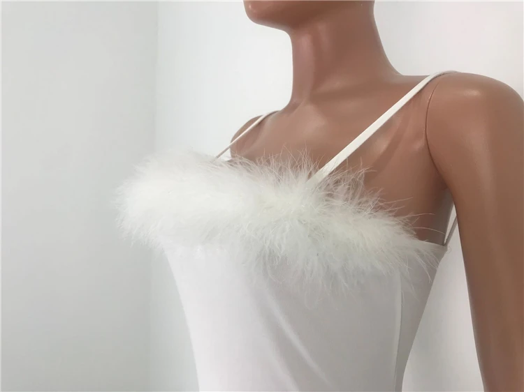 A92242 Women sexy mini dress fitness dress for women feather  off shoulder sleeveless dress for evening party wholesale