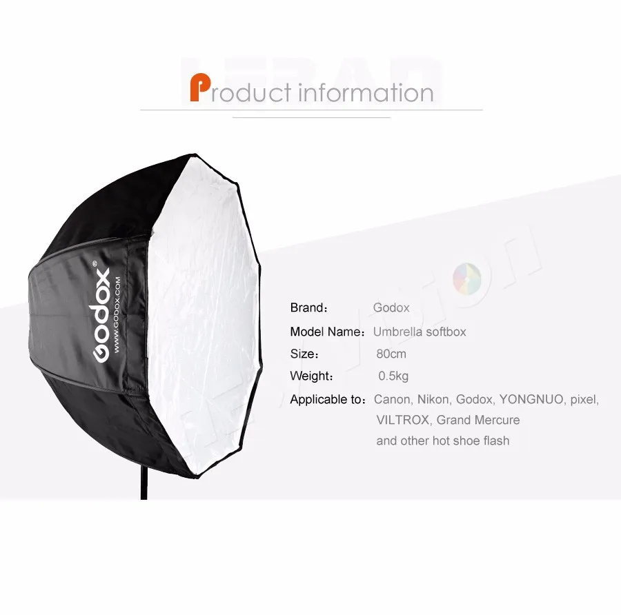 Godox 80 cm 31,5 pouces Softbox octogonale portable Flash Speedlight Speedlite Parapluie Softbox Brolly Réflecteur (Softbox uniquement)