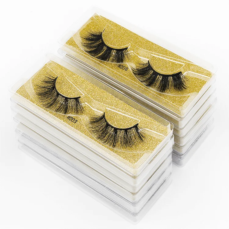Hot Sale Vendor 3d 5d Mink Hair 1 Pair With Square Gold Box Magnetic Custom Logo Natural Thick Eyelash Box False Eyelashes