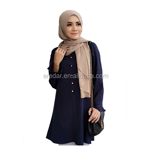 Guangzhou Supplier Muslimah Fashion Design Loose Shirt Islamic Clothing Chiffon With Button Blouse Buy Loose Shirt Chiffon With Button Blouse Muslimah Fashion Long Sleeve Blouse Product On Alibaba Com