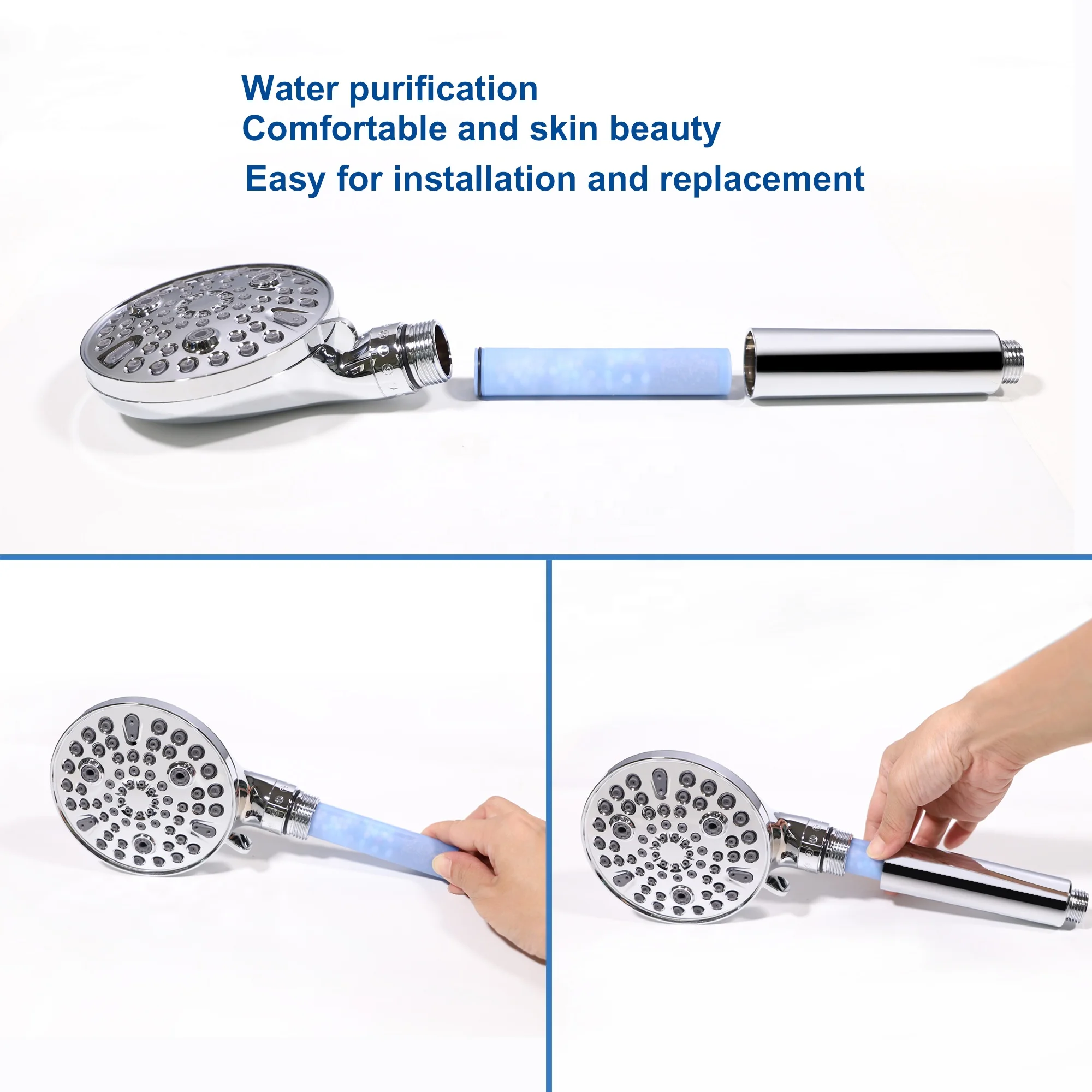 Hign Pressure Rain Shower With A Stone Filtered 9 Spray Water Function