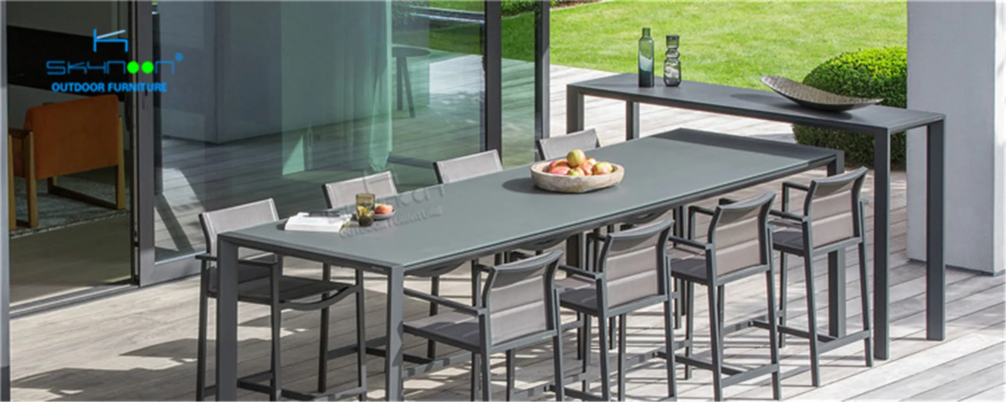 Luxury Coffee Bar Table And Chair Furniture Modern Aluminum Patio Bar