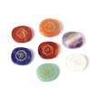 7 Chakra Engraved Natural Gemstone Set Polished Palm Pocket Stone Reiki Balancing Healing Crystal 7 Chakra Stones Sets
