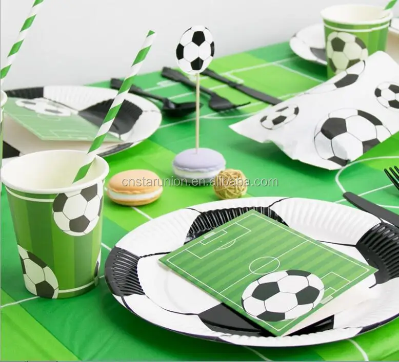 Fournitures De Fete D Anniversaire Theme Football Ensemble De Decoration Pour Garcon Vaisselle Jetable Sur Le Theme Des Ballons Assiettes Gobelets En Papier Buy Fournitures De Fete D Anniversaire De Theme De Football Vaisselle Jetable Ensemble De