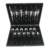 Factory wholesale 24 pcs dinner knife fork spoon set gift with wood box stainless steel cutlery set
