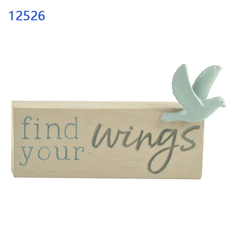 Resin Animal Sculpture Wings Plaque  W/ Bird Resin Ornament Find Your Wings Gifts & Crafts