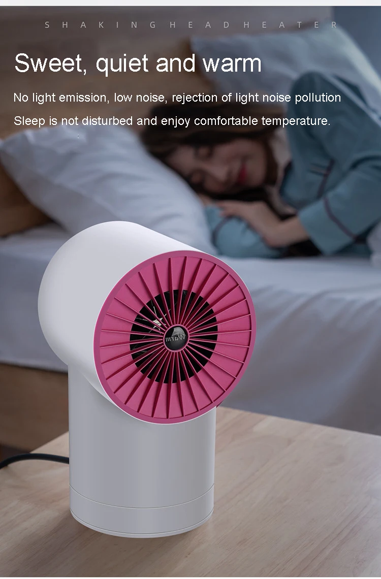 Newest Portable Mini Fan Heater Pink Color 380w Silenced Electric Fan