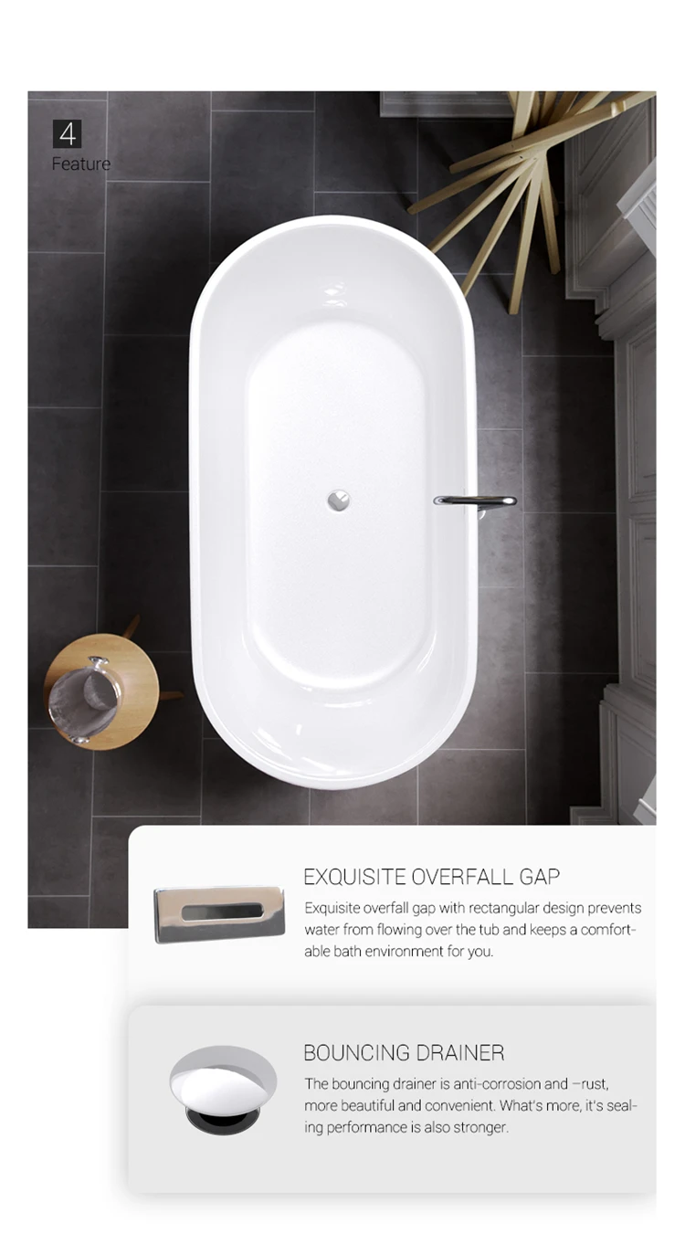 Acrylic Whirlpool Freestanding Bathtub Exquisite Bathroom Bathtubs For